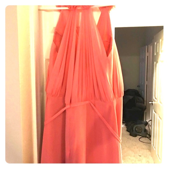 vintage pink bridesmaid dresses Bari Jay Steel Blue Chiffon Halter Maxi Formal Gown main image 1